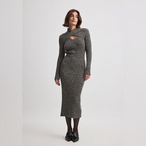 Cotton Blend Knit Midi Dress